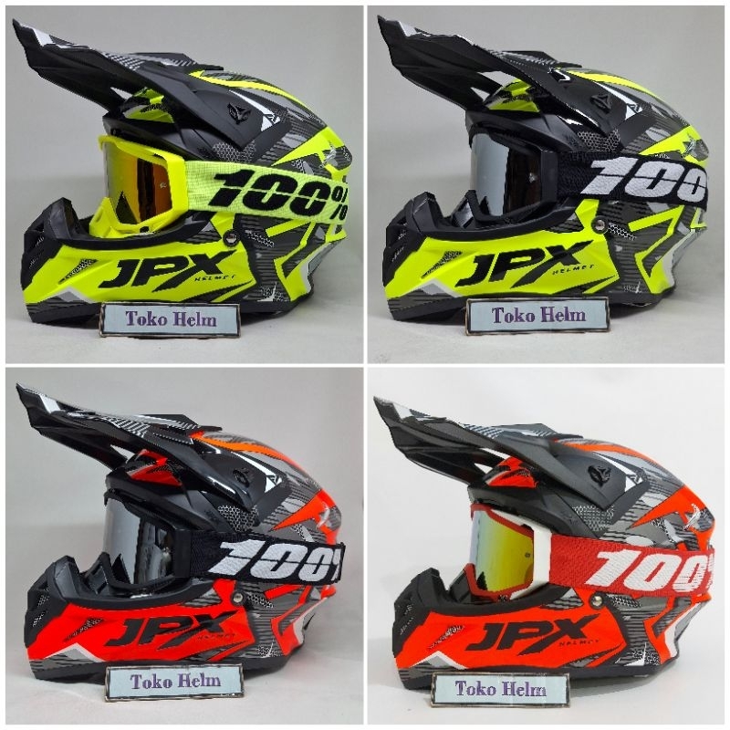 Jual Helm JPX cross FOX 1 motif X35 plus goggle 100 percent GS | Shopee ...