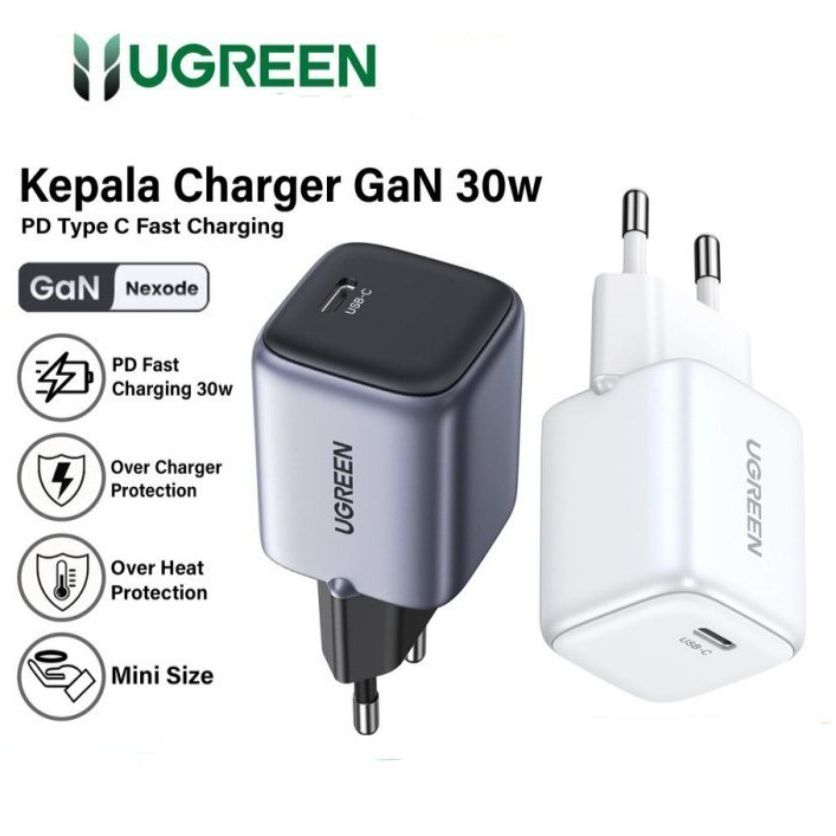 Jual UGREEN 15326/90666 ADAPTOR 30W NEXODE GaN USB-C FAST CHARGING MINI ...