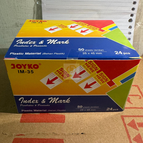 Jual (1 BOX / 24 PCS) Index & Mark Penanda Pembatas Joyko IM-35 Plastik ...