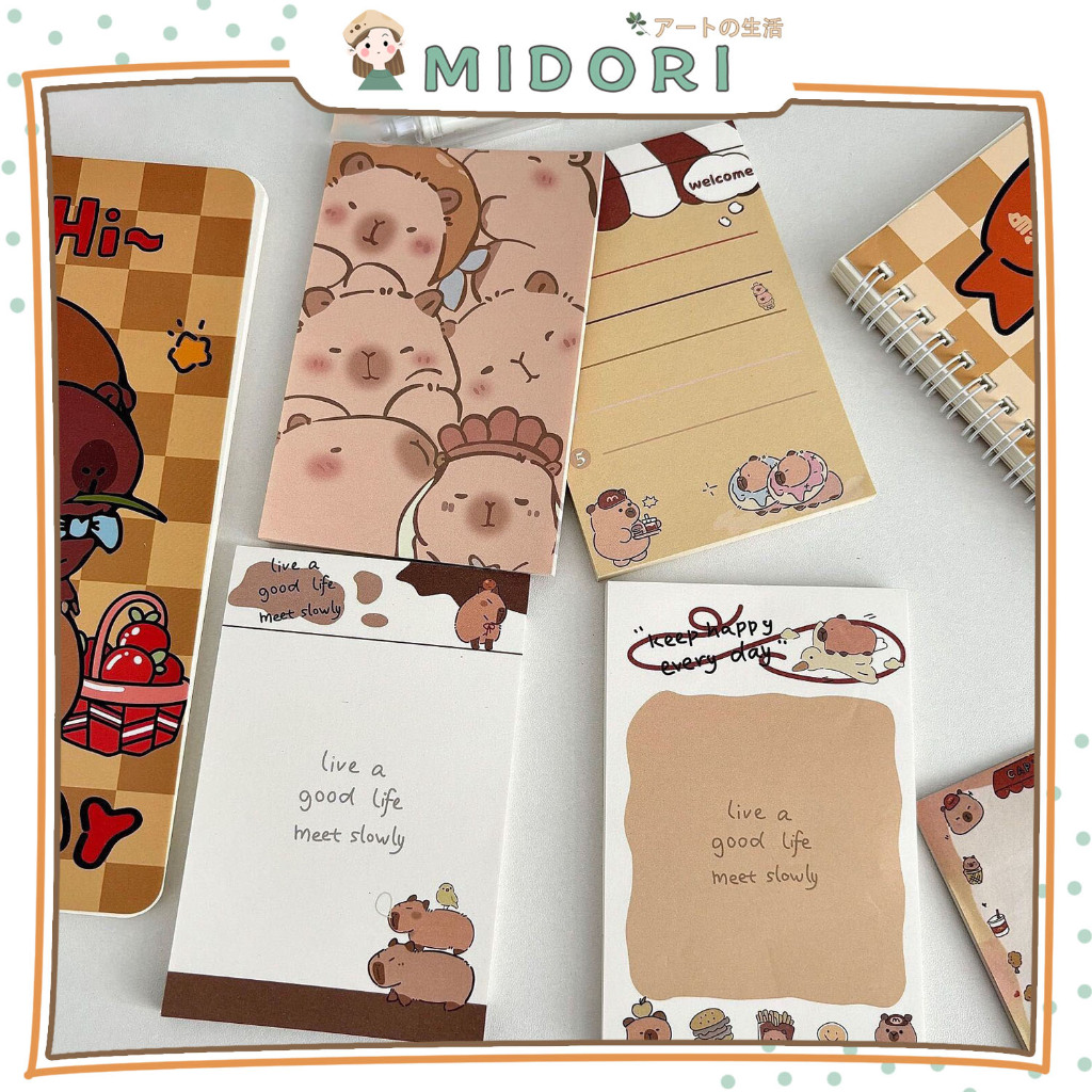 Jual [MIDORI] 50Lembar BROWN MEMO CAPYBARA Memo Pad Note Paper Notepad ...