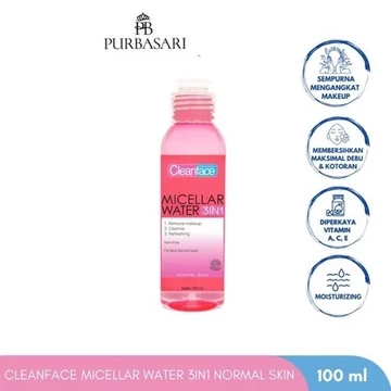 Cleanface 3in1 Micellar Water Normal Skin Oily Skin 100ml Purbasari 250ml Rose Water Sakura Yuzu