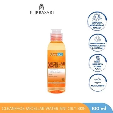 Cleanface 3in1 Micellar Water Normal Skin Oily Skin 100ml Purbasari 250ml Rose Water Sakura Yuzu