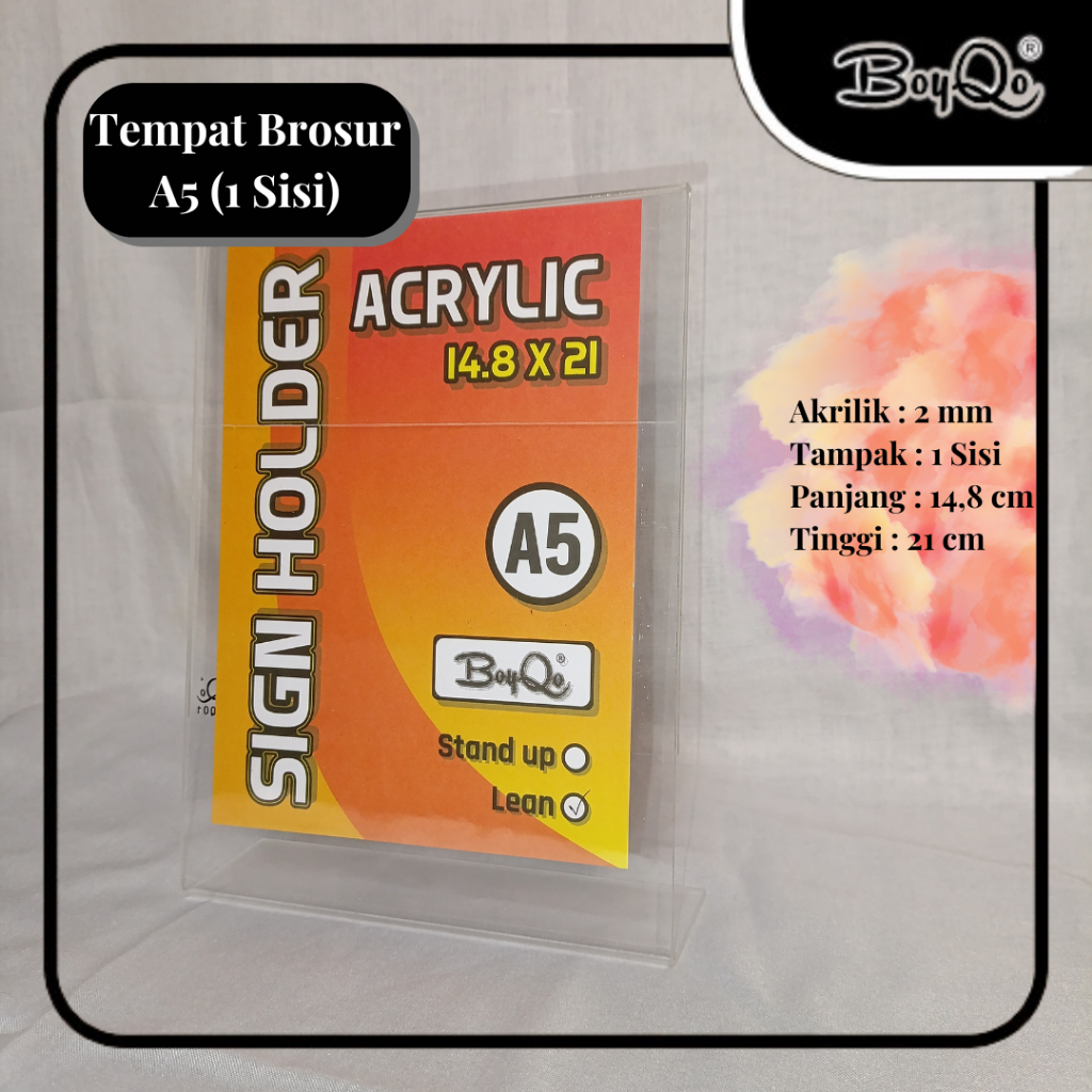 Jual BoyQo Tempat Brosur Akrilik Ukuran A5 1 Sisi | Tent Holder ...
