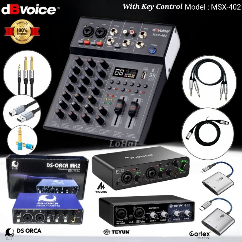 Jual Paket Mixer dBvoice MSX402 Audio Interface DS ORCA MK2 / Teyun Q22 ...