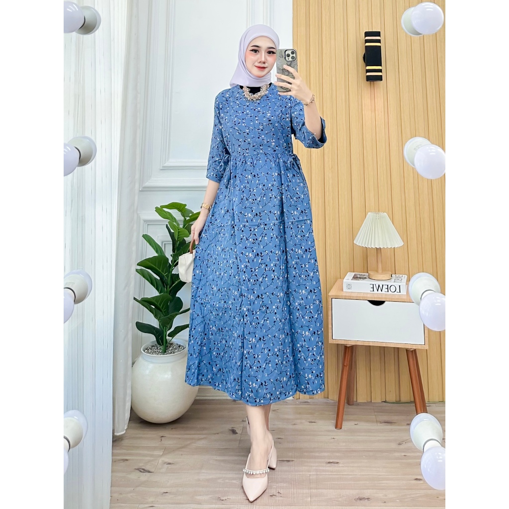 Jual Midi Dress Miranda Rayon Premium lengan 3/4 Daster Rayon Busui Frenly  | Shopee Indonesia