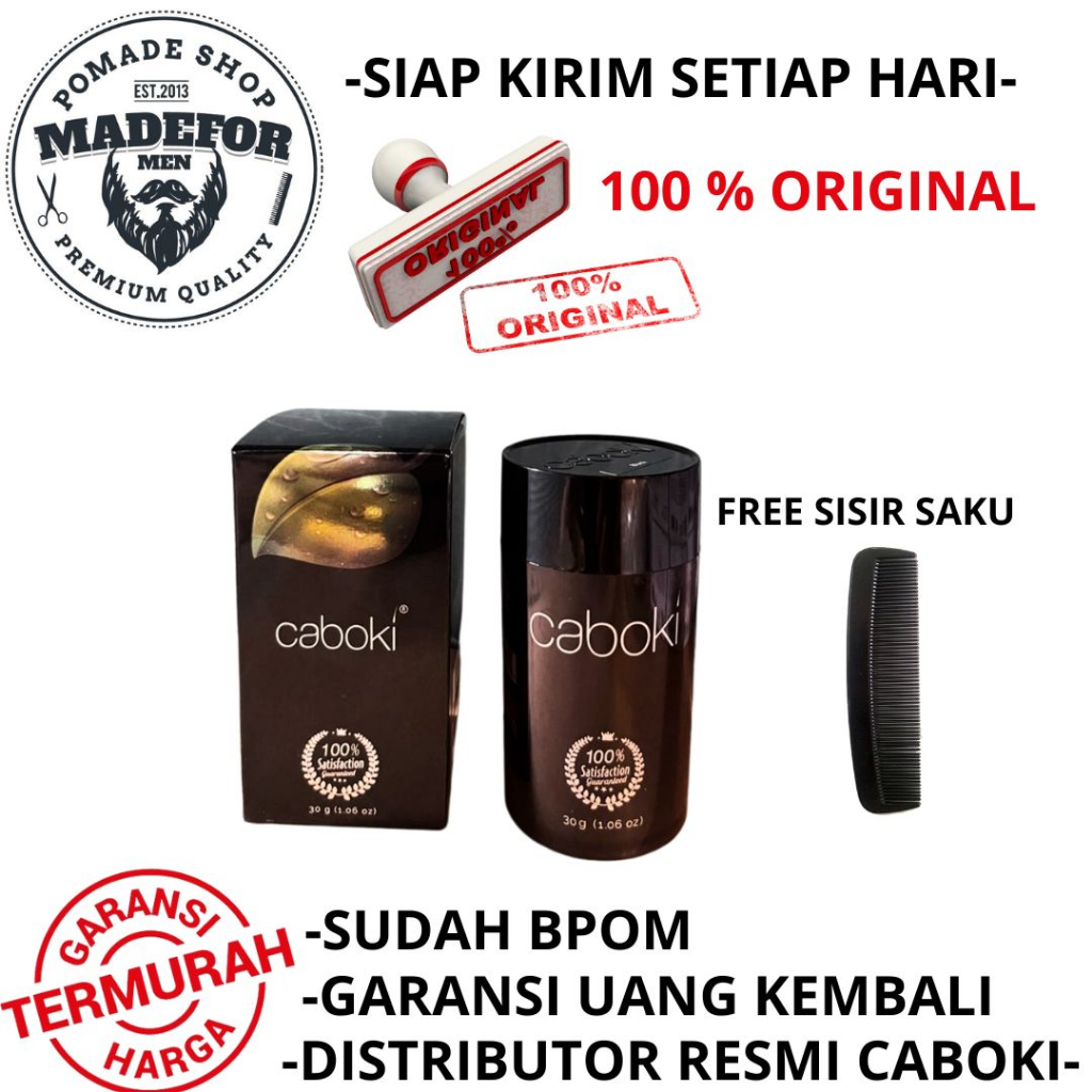 Jual CABOKI HAIR FIBER 30 GRAM ORIGINAL CABOKI PENEBAL RAMBUT FREE ...