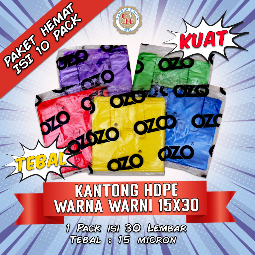 Jual 10 Pack Kantong Plastik Kresek Warna-Warni Tebal UK 15x30 HDPE ...