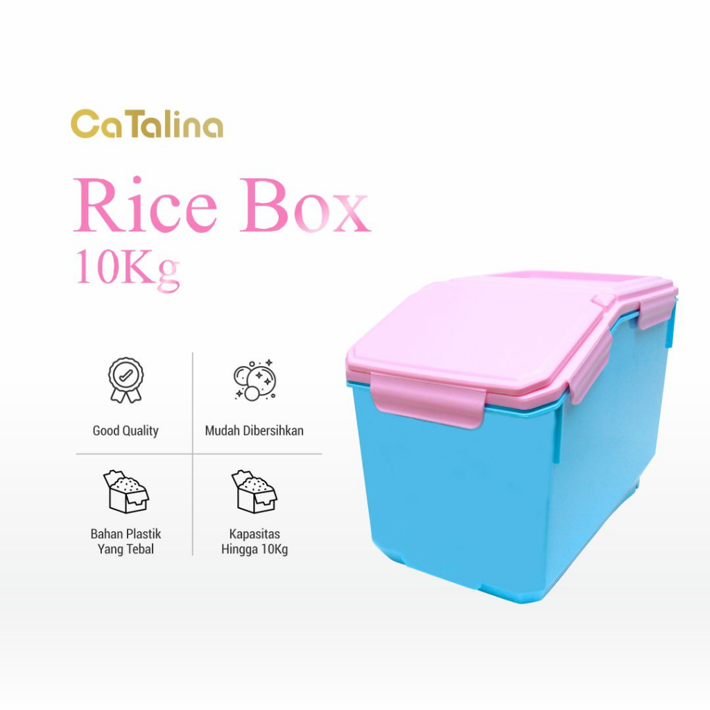 Jual Tempat Penyimpan Beras Kg Rice Box Beras Kotak Wadah Beras Peralatan Dapur Pink Shopee