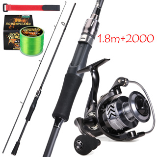 1.8m Set Fishing Black Joran pancing spinning fishing rod and 2000