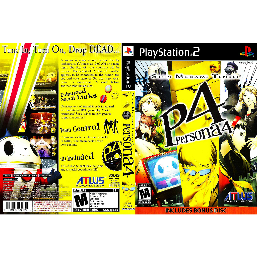 SHIN MEGAMI TENSEI Persona 4 Sony Playstation 2 Jeu Ps2 + Bande-Son Uk