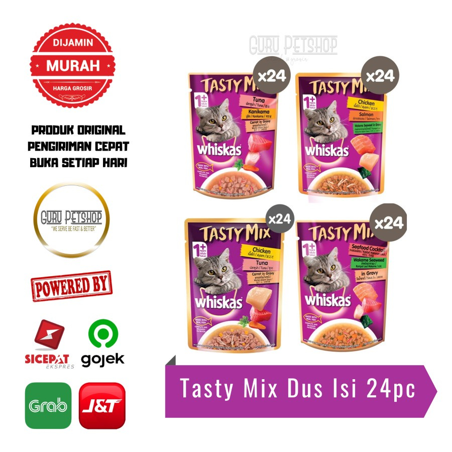 Jual Whiskas Tasty Mix 1 Dus Isi 24 Whiskas Pouch Whiskas Makanan Basah
