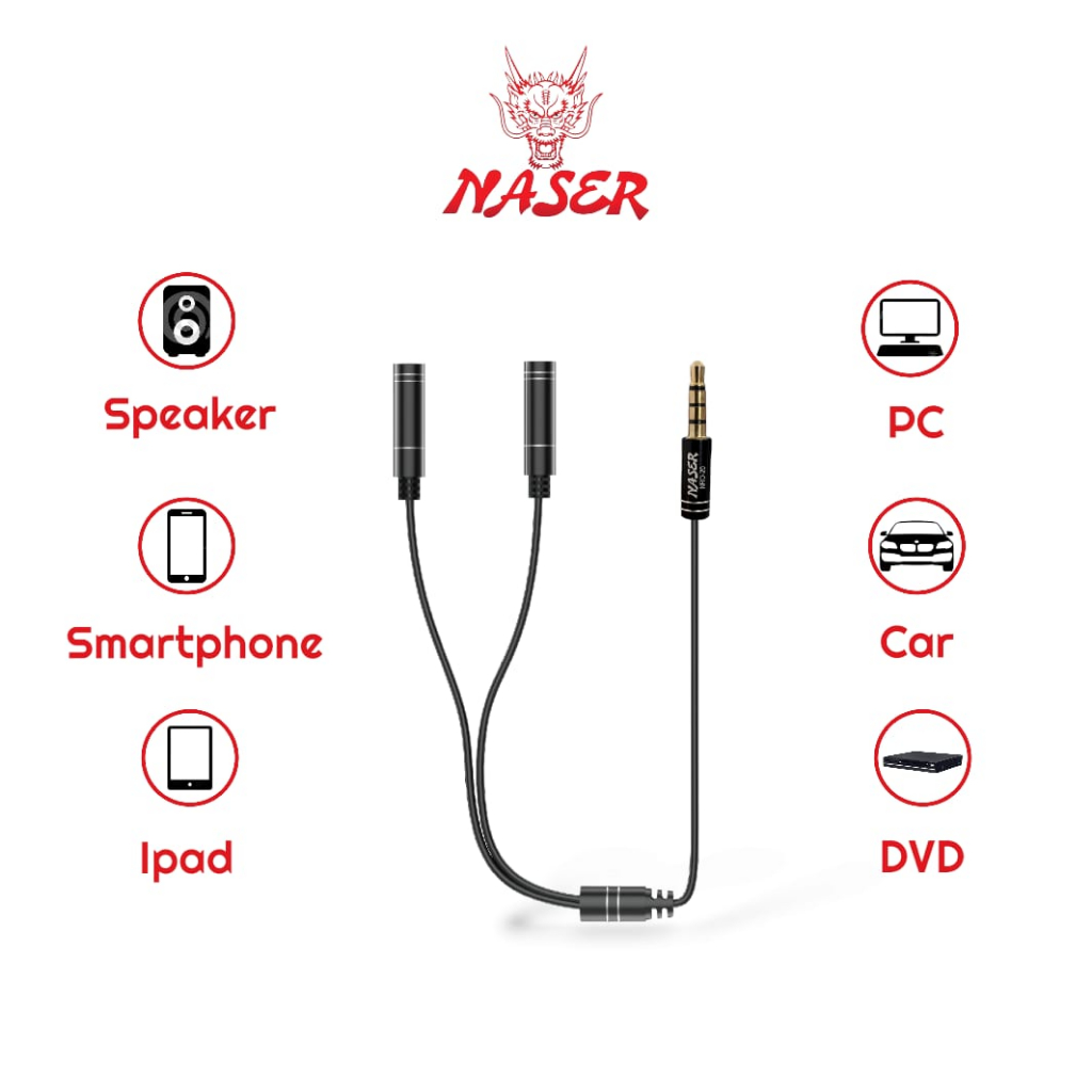 Jual NASER KABEL JACK TO AUX HEADSET NRO-20 / Jack Cable To Aux Headset ...