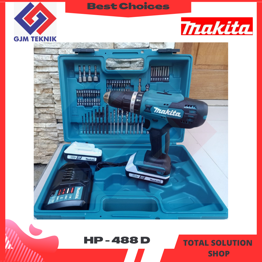 Jual Makita HP488D Mesin Bor Tembok Baterai Cordless Impact Drill HP ...