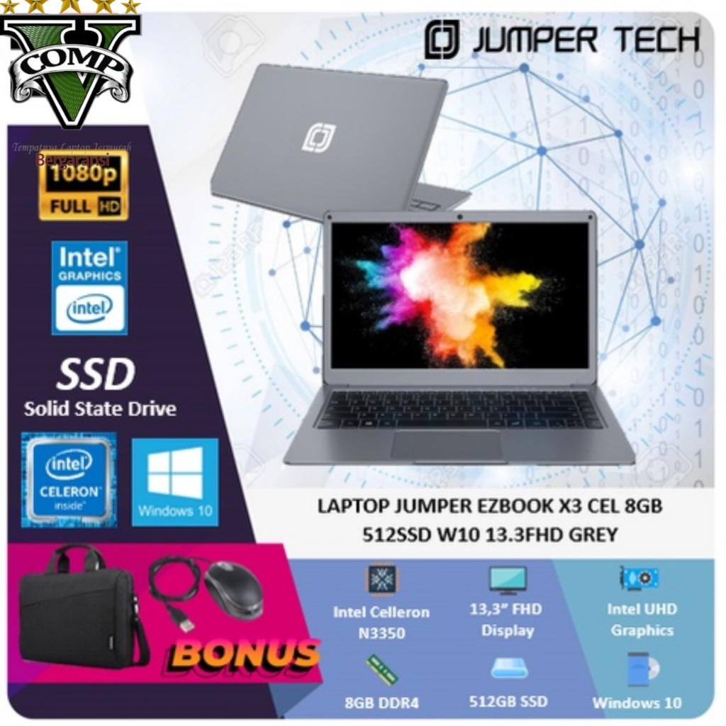 Jual LAPTOP JUMPER TECH EZBOOK X3 Celeron N3450 Ram 8GB SSD 256GB OS