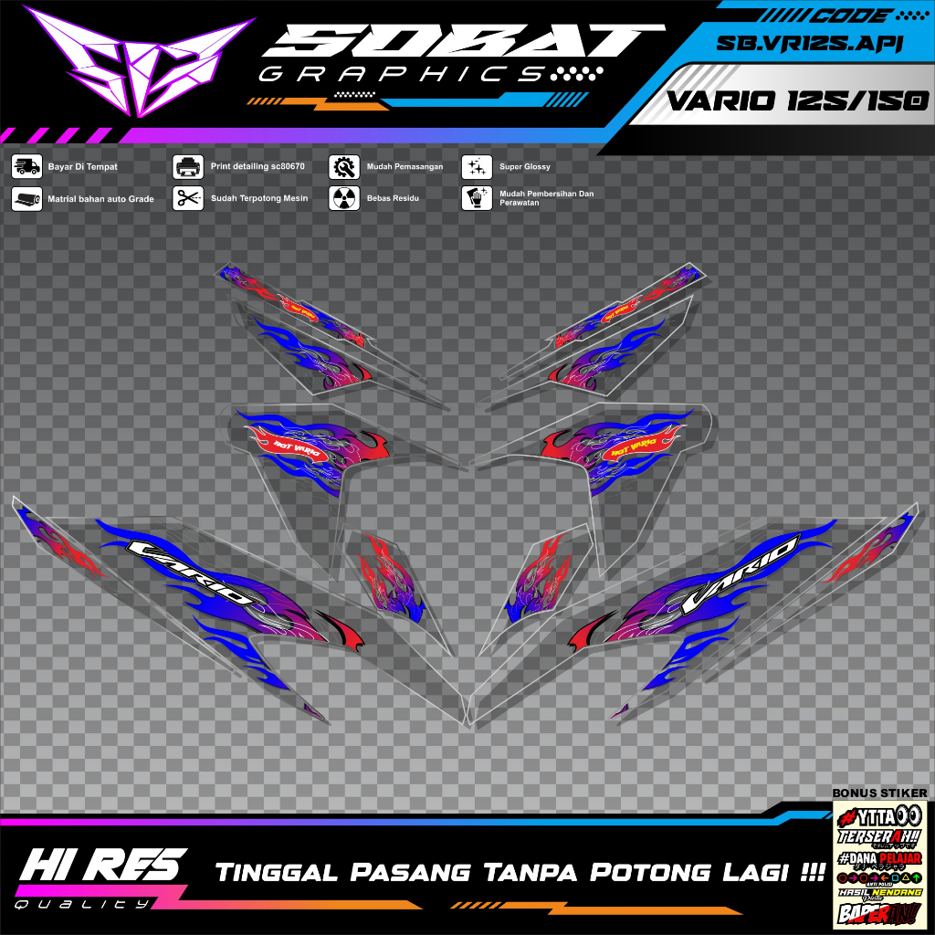 Jual Stiker Striping Vario Facelift Motor Transparan Sticker Hologram ...
