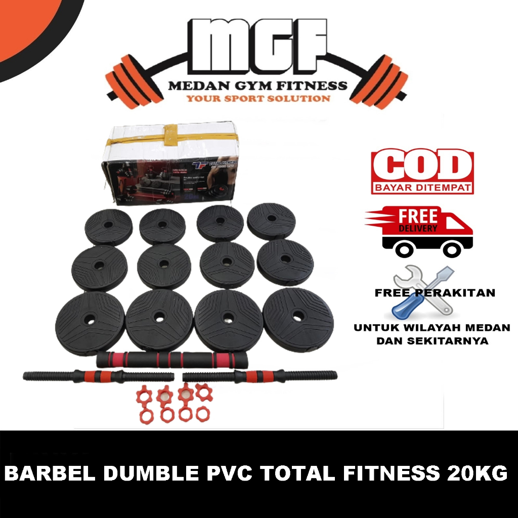 Jual BARBEL DUMBLE SET PVC TOTAL FITNESS 20 KG | Shopee Indonesia