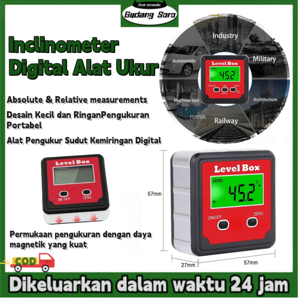 Jual Inclinometer Digital Alat Ukur Sudut Kemiringan Slope Level Box ...