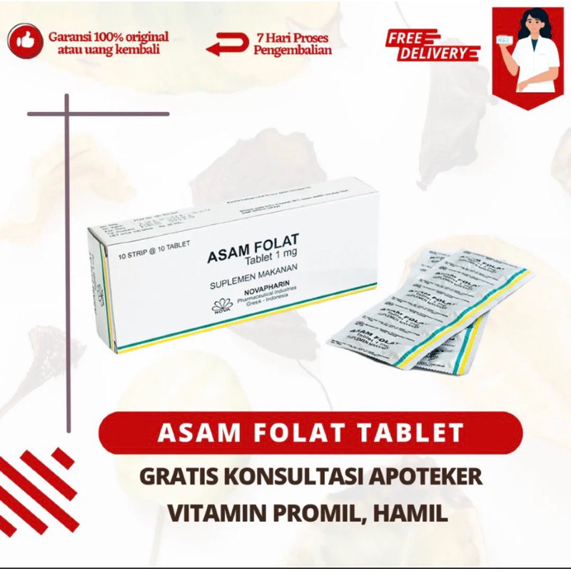 Jual Asam Folat 100 Tablet/ Vitamin Ibu Hamil Dan Menyusui | Shopee ...