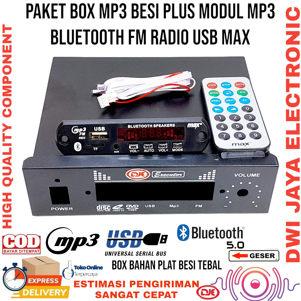 Jual Paket Box MP3 Besi Plus Modul MP3 Bluetooth Fm Radio Usb Max ...