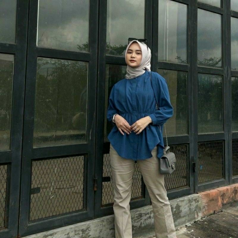 Jual Kemeja Wanita Alya Shirt Kemeja Linen Kerut Depan Atasan