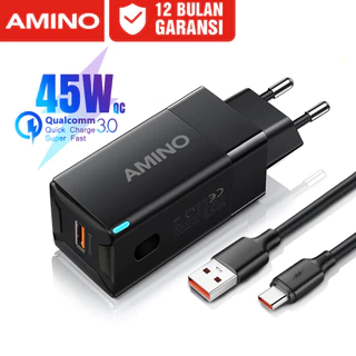AMINO 45W Kepala Charger USB QC 3.0 Turbo Fast Charger / Travel Adaptor / Super Fast Charging Adaptor TYPE C TO USB / USB C Kabel 120W For xiaomi samsung oppo U-301