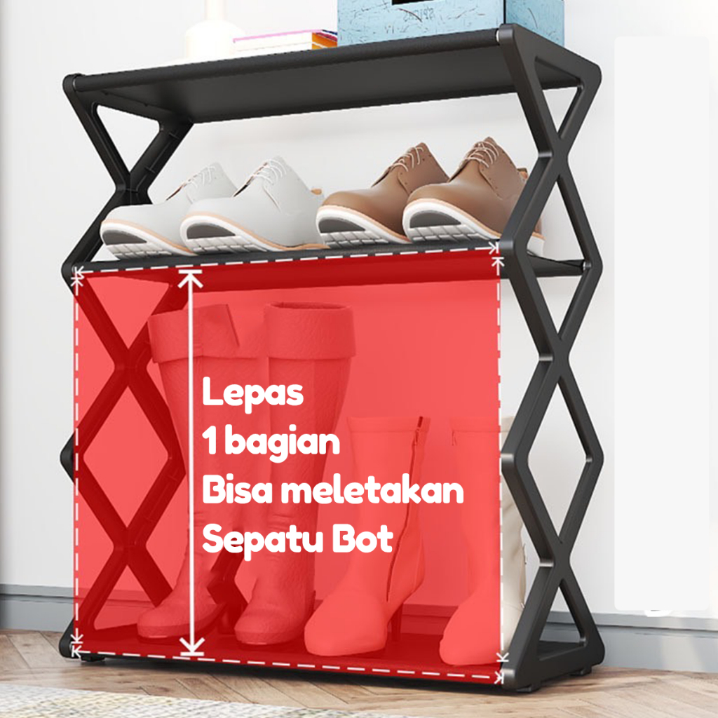 Jual Rak sepatu rakitan empat susun/Rak sepatu sederhana/Rak sepatu ...