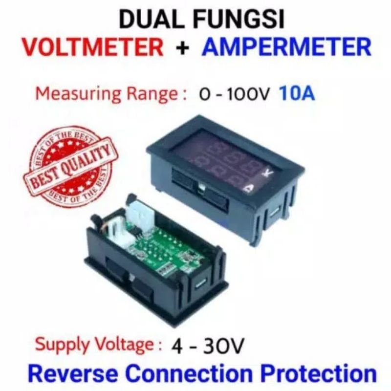 Jual Dual Digital Voltmeter Amperemeter Dc 0v 100v 10a Volt Ampere Meter Shopee Indonesia 2944