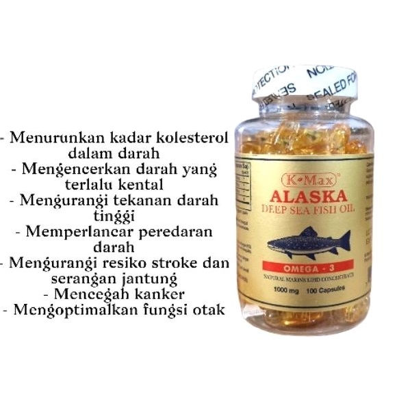 Jual Kmax alaska omega 3 Fish oil minyak ikan ( kolesterol ) Shopee
