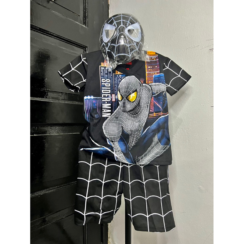 Jual SETELAN BAJU ANAK SPIDERMAN HITAM TOPENG SPIDER TERBARU BAJU ANAK ...