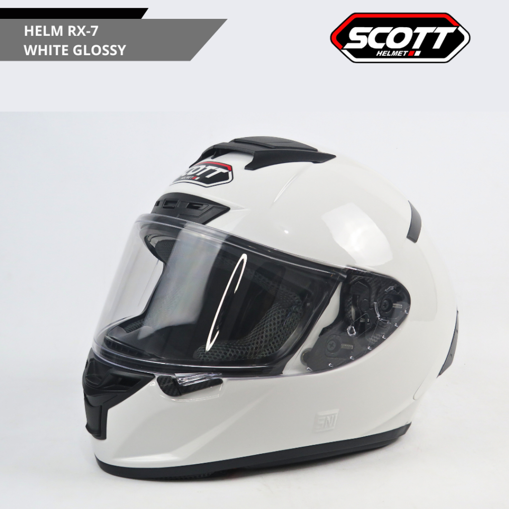 Jual Scott - Helm Full Face Dewasa RX-7 SNI / White Glossy | Shopee ...