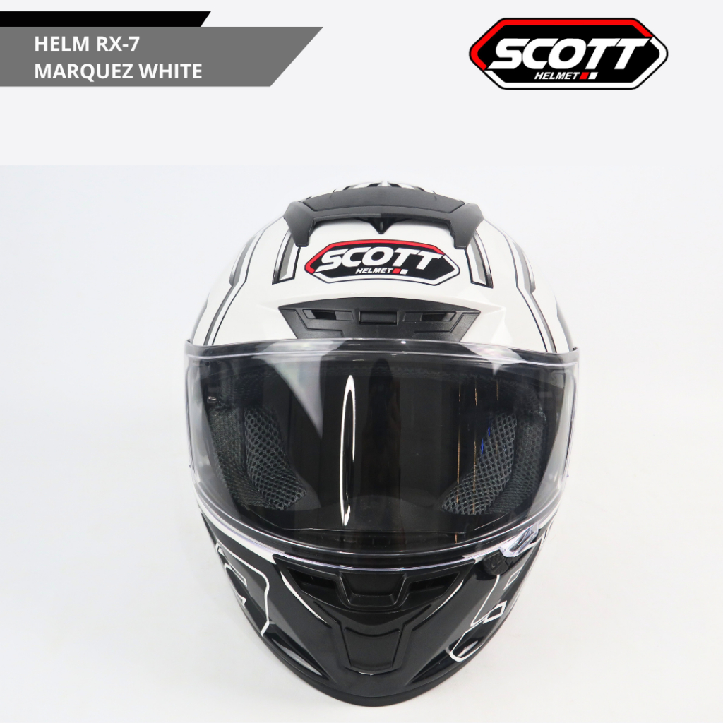Jual Scott - Helm Full Face RX7 SNI / Marquez White | Shopee Indonesia