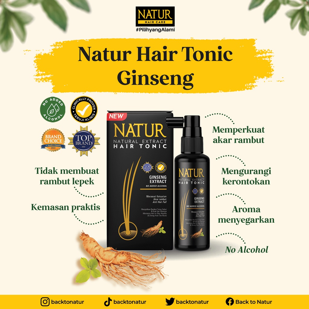 Jual Natur Hair Tonic Ginseng Extract 90ml | Shopee Indonesia