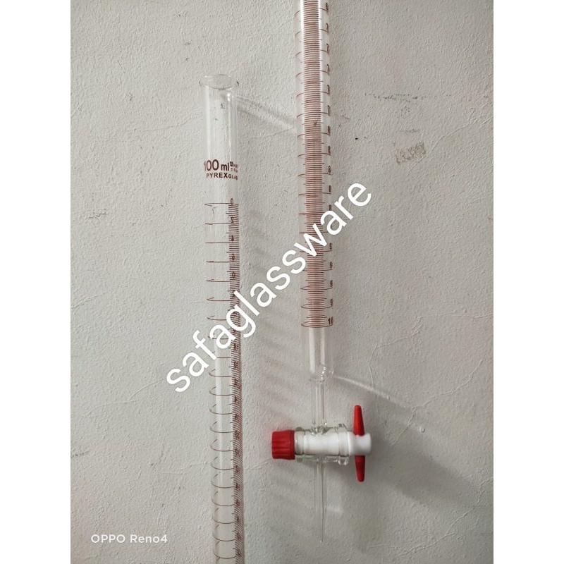 Jual Buret 100ml Pyrex Kran Teflon Alat Kompresi Volume Buret Glass ...