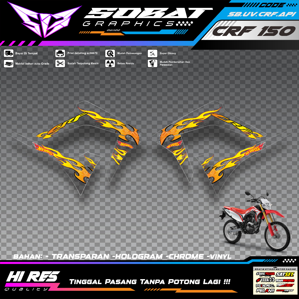 Jual Striping Honda CRF 150L / Striping CRF HOTWHEELS HOLOGRAM CHROME ...