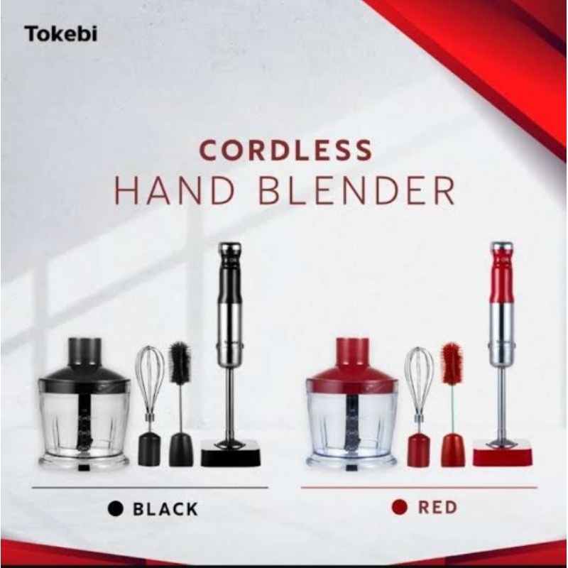 Jual Tokebi Cordless Hand Blender Red Black Tanpa Kabel Merah Hitam