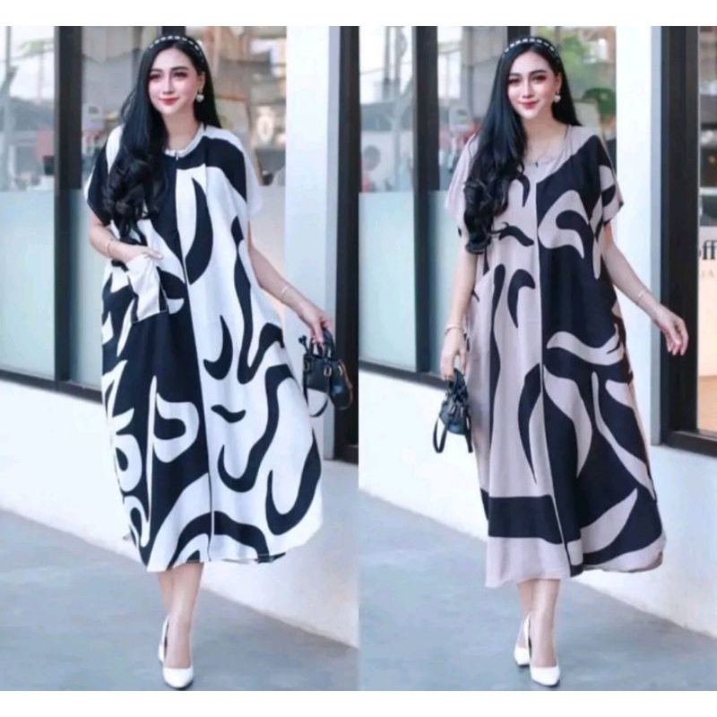 Jual Daster MONOKROM premium model lowo jumbo LD 120cm Bahan Rayon ...