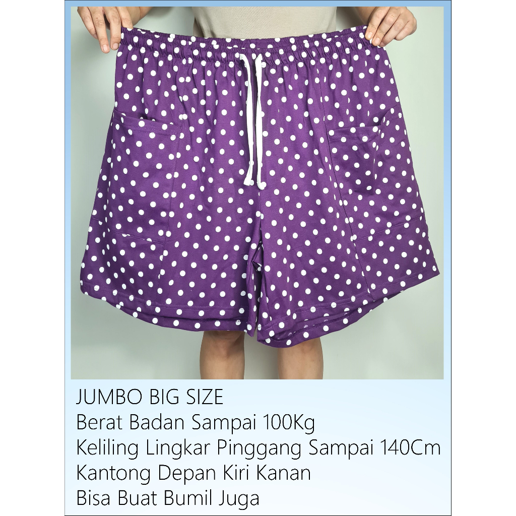 Jual Celana Selutut Wanita Jumbo Big Size Katun Kaos Premium Dua Saku