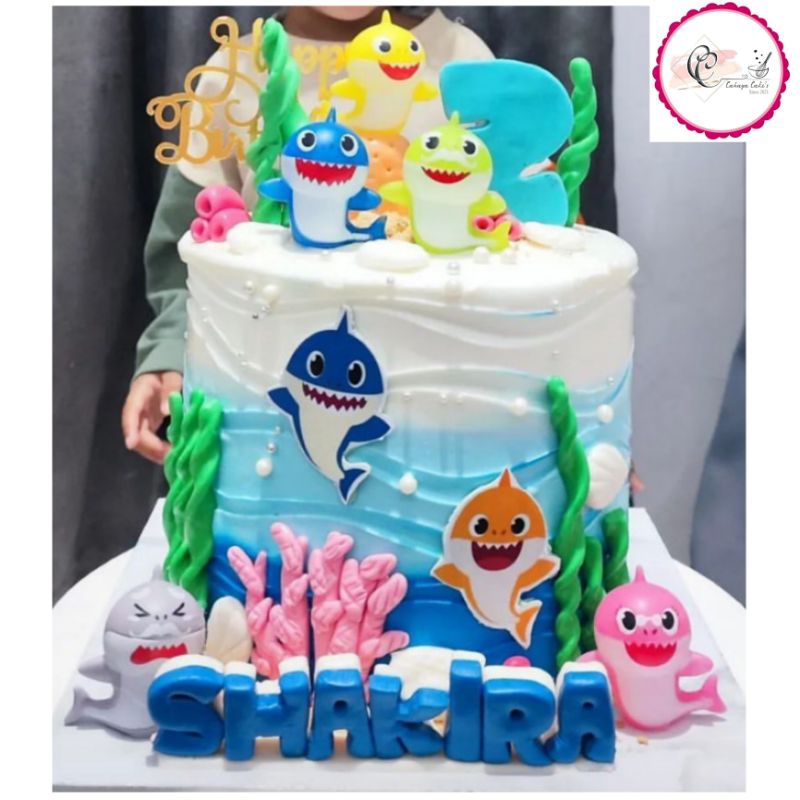 Jual Baby Shark Cake / Kue Ultah Baby Shark / Kue Ultah Karakter Ikan