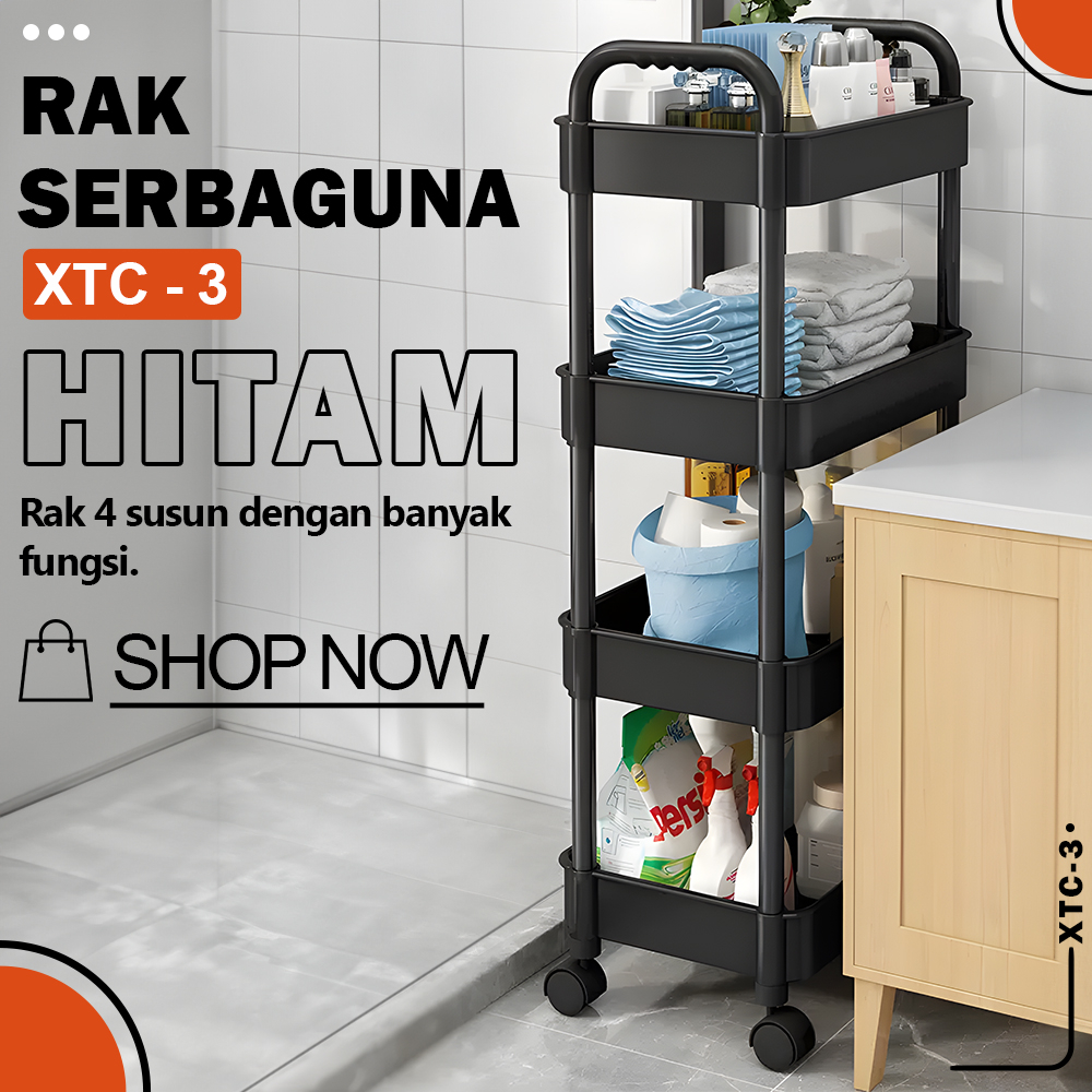 Jual Rak Penyimpanan Barang Rak 3-4 Susun XTC Rak Troli Rak Kamar Mandi ...