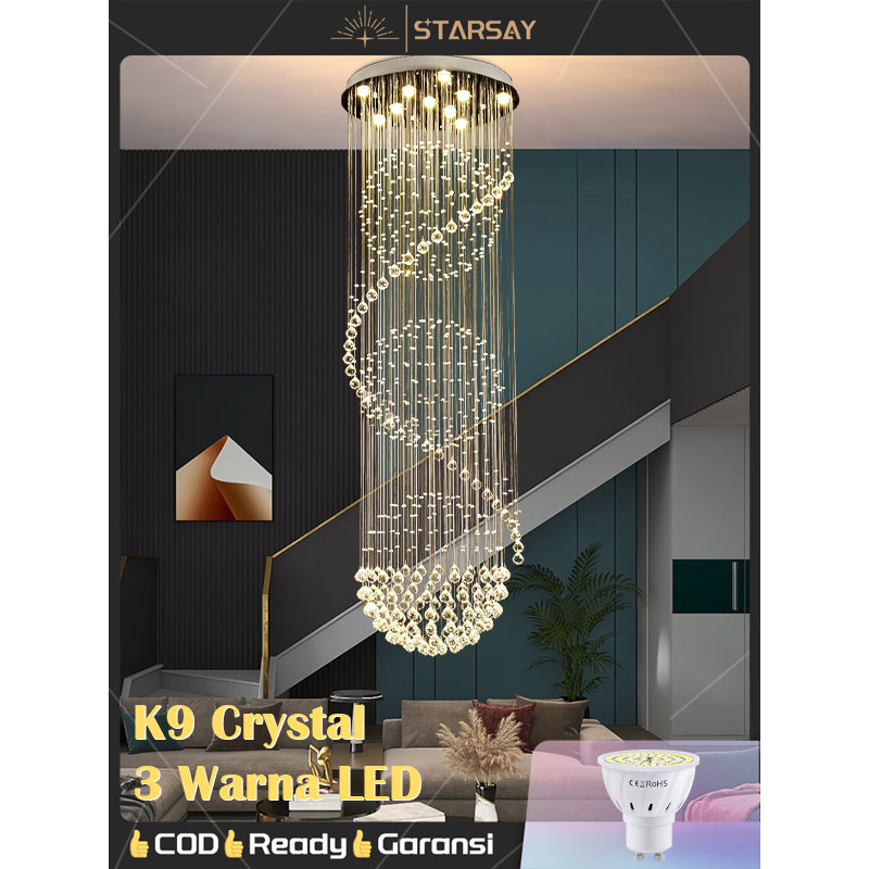 Jual Cmlampu Gantung M Panjang Krystal Tangga Warna Spiral