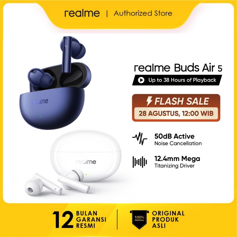 Jual [100 ORIGINAL] Headset Bluetooth Realme Buds Air 5 Garansi Resmi