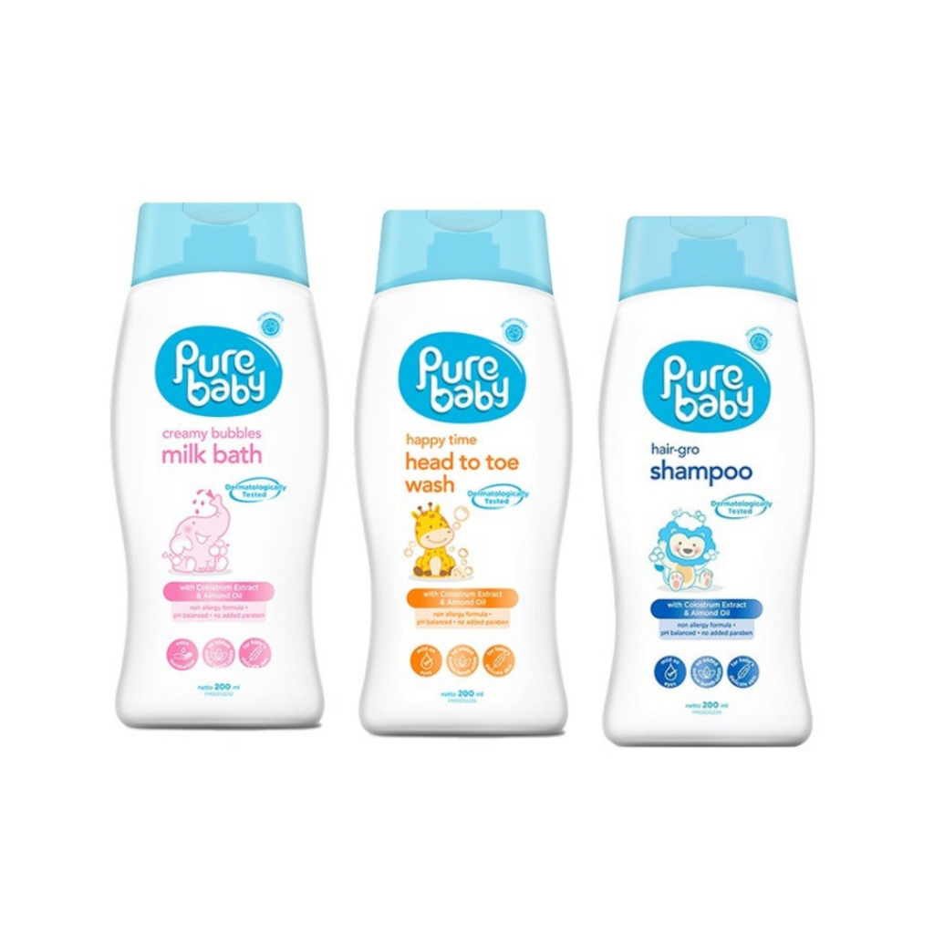 Jual Pure Baby Creamy Milk Bath / Hairgro Shampoo / Happy Head to toe