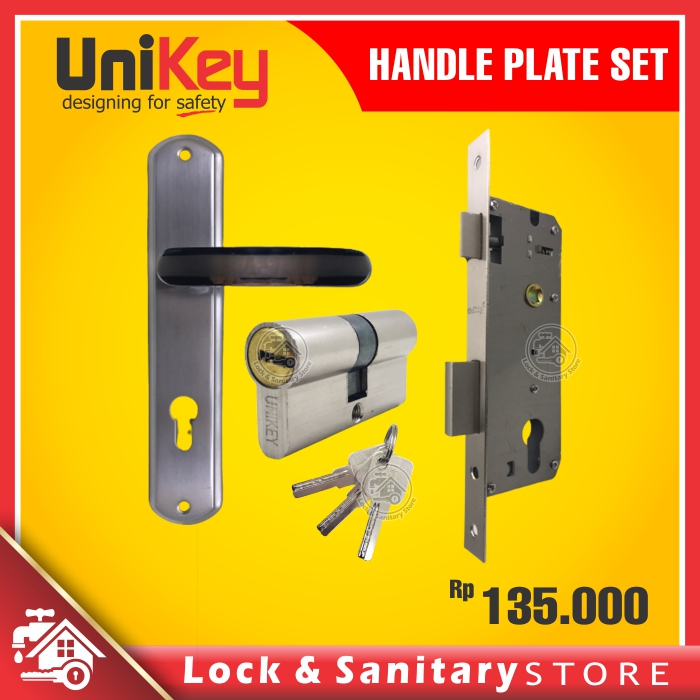 Jual Handle Pintu Set UNIKEY HPS UK 867 ECO SN CP Gagang Pintu Kunci Pintu Body Kunci Cylinder