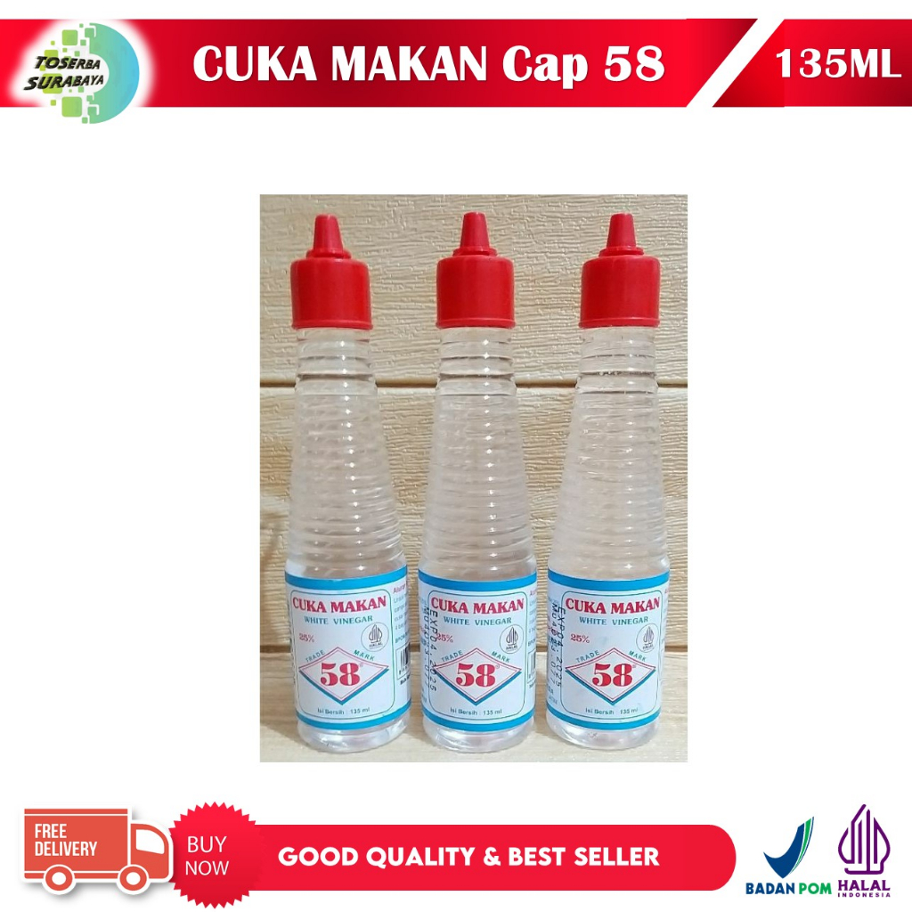 Jual CUKA Masak Cap 58 Kemasan Botol 135ml HALAL & BPOM | Shopee Indonesia