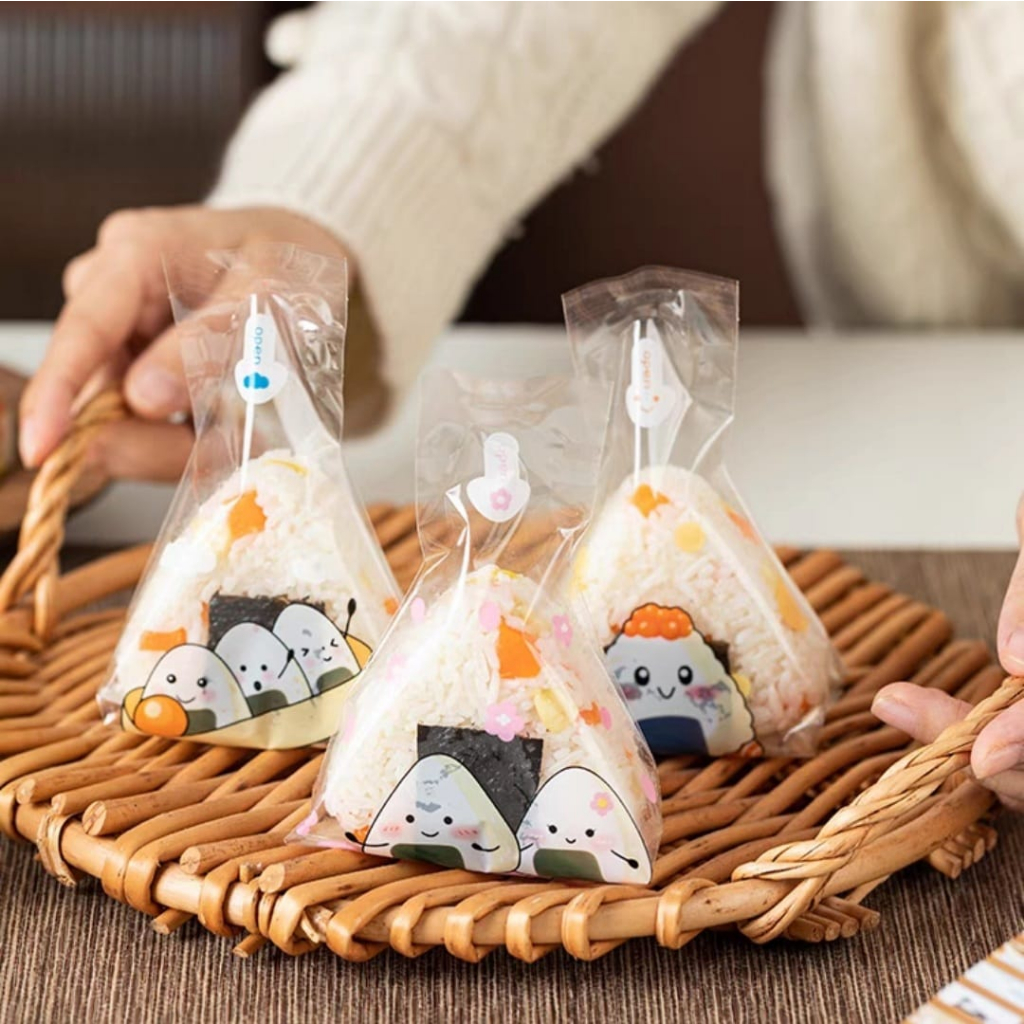 Driehoek Onigiri Wrappers Tassen, 100 Stks Japanse Gemakkelijk Scheur Onigiri Baggies Rijstballen Tassen Sushi Verpakking Tas voor Thuis Restaurant Sushi Shop