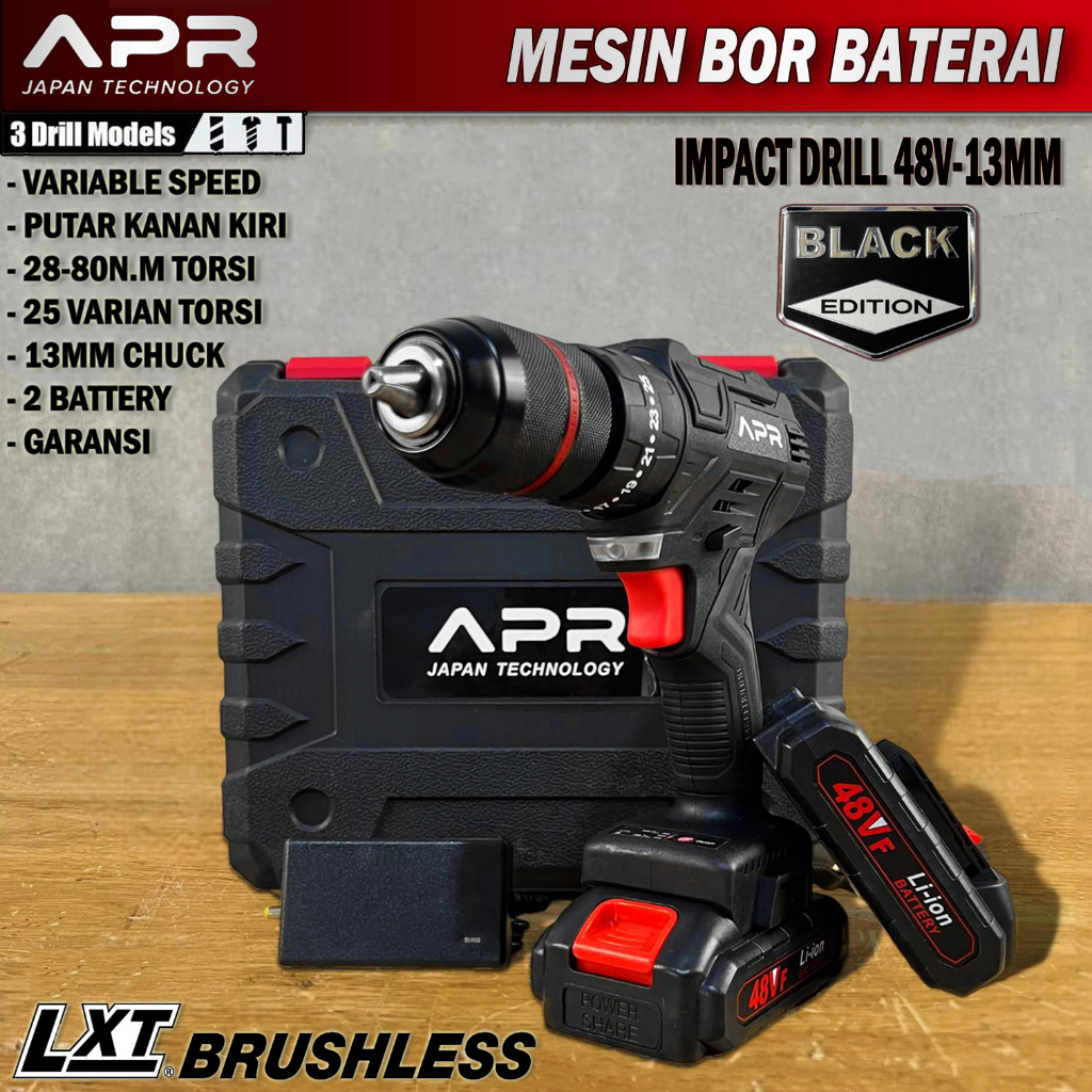 Jual Mesin Bor Baterai 48V APR JAPAN Cordless Drill 13mm Bor Impact ...