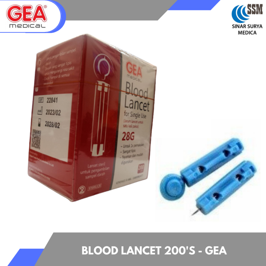 Jual GEA Blood Lancet 28G isi 200 / Jarum Lancet 200 pcs GEA / Lancet