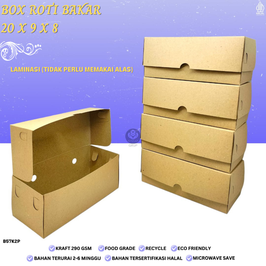 Jual Dus Roti Bakar Polos Toast Box Roti Bakar Bandung (B57K2P-20X9X8 ...