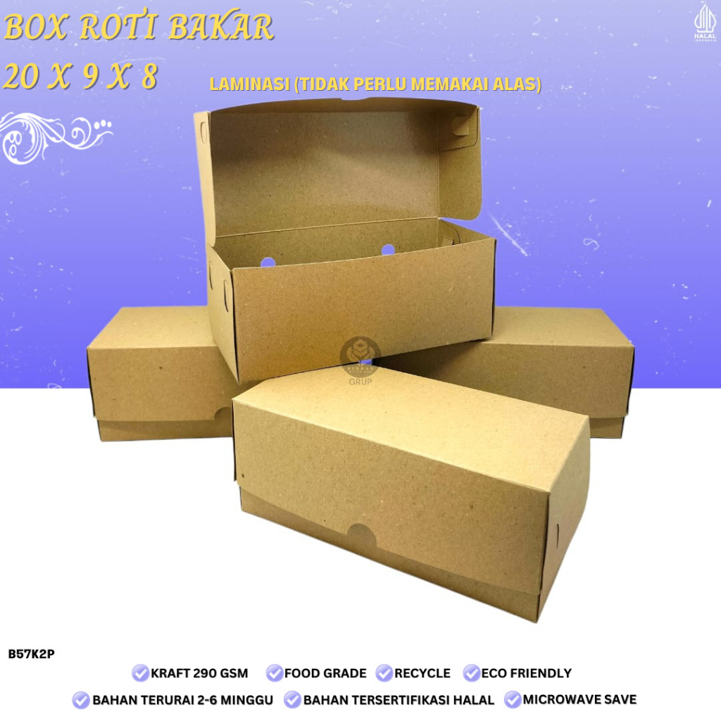 Jual Dus Roti Bakar Polos Toast Box Roti Bakar Bandung (B57K2P-20X9X8 ...