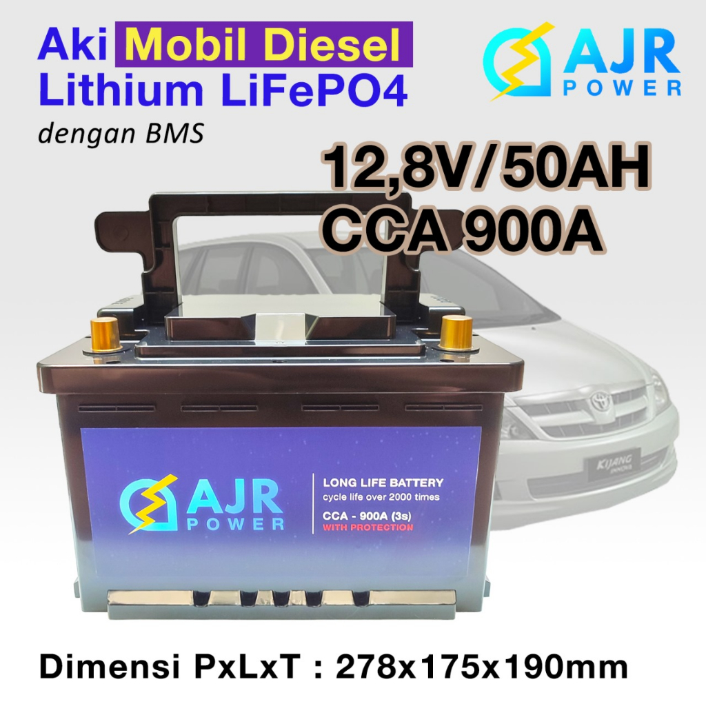 Jual ACCU AKI Lithium LiFePo4 MOBIL INNOVA PAJERO FORTUNER MAZDA AJR